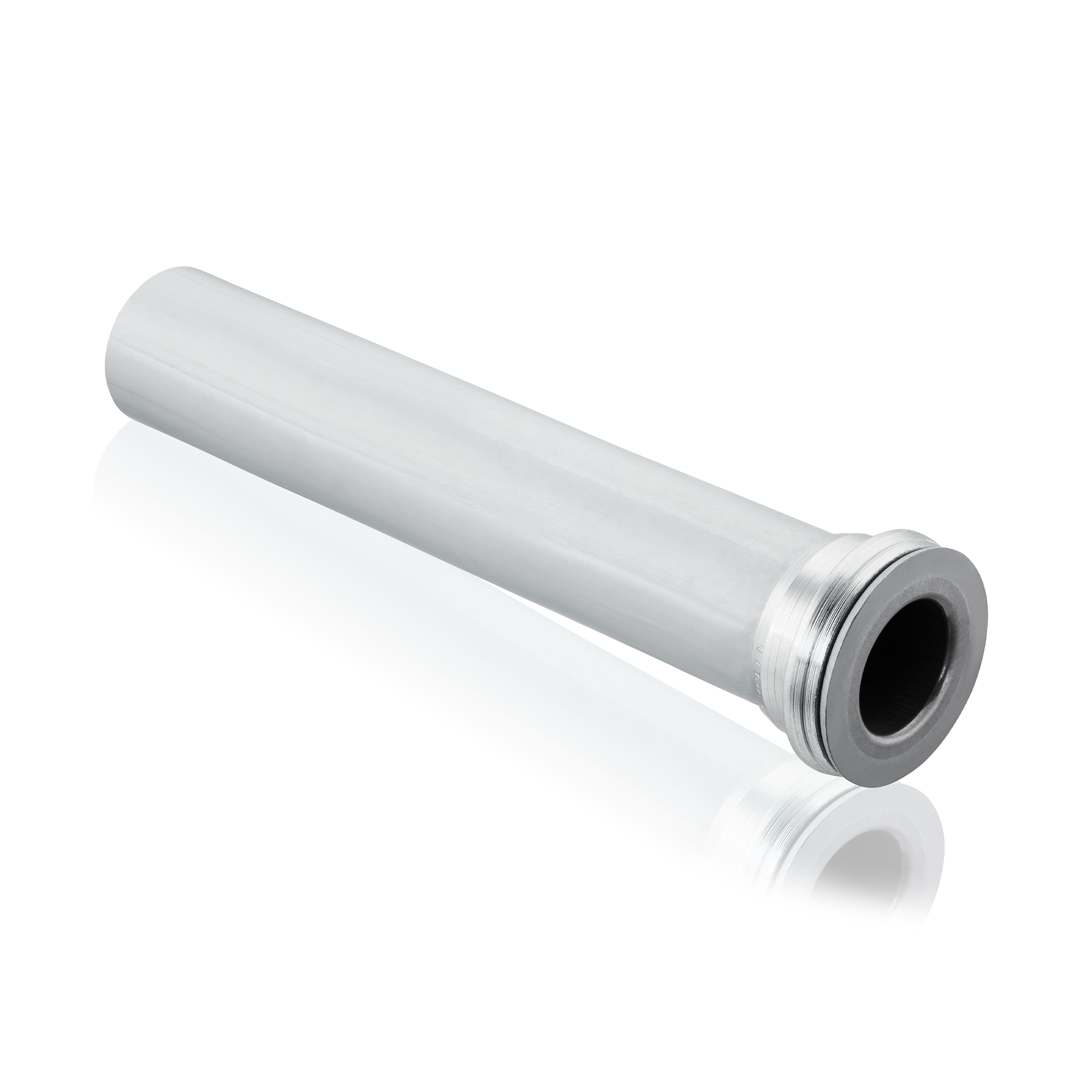 Gerades Edelstahlrohr mit Flanschanschluss für hydraulische Systeme.
