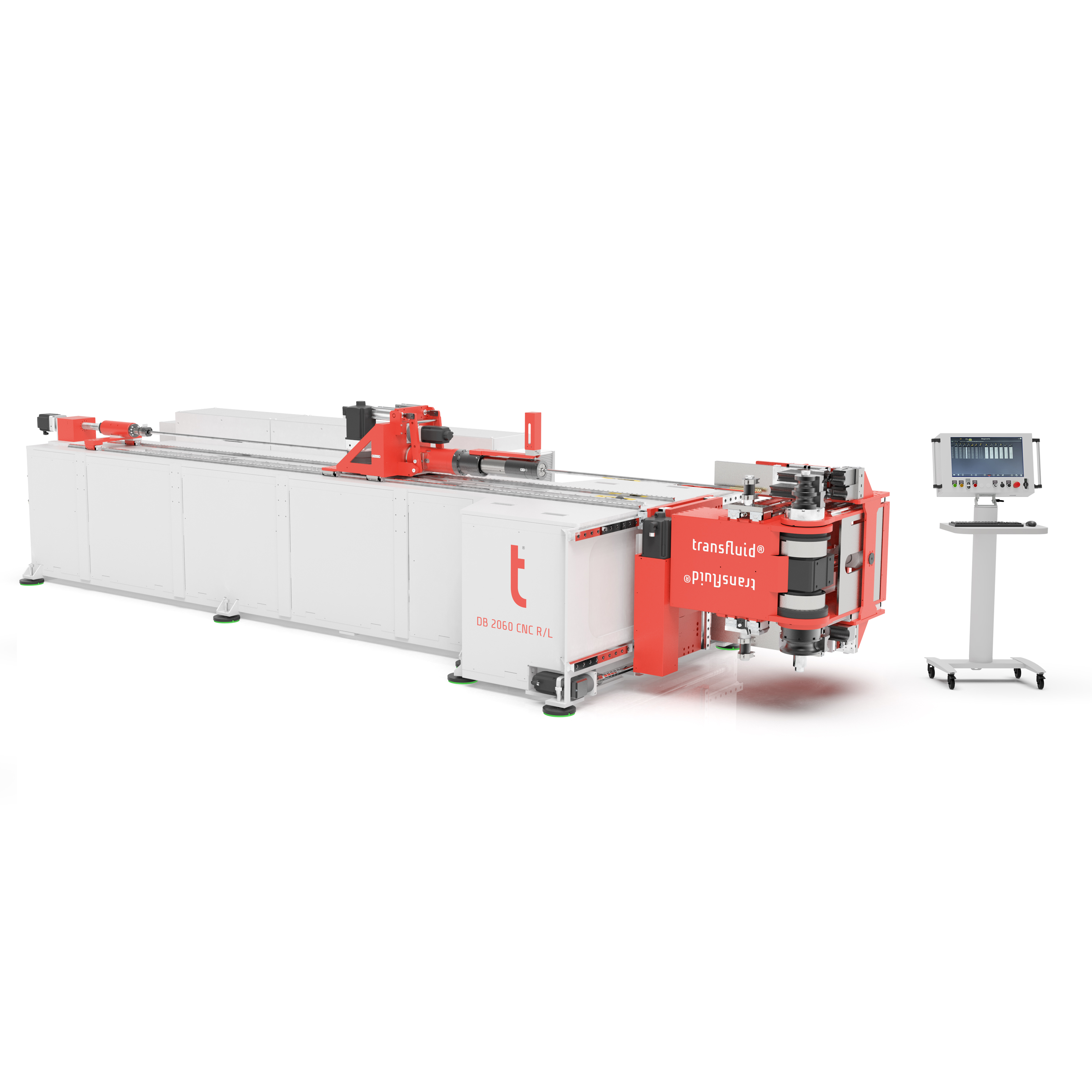 CNC Rohrbiegemaschine transfluid t bend VARIOLINE 60 mit Steuerungseinheit in Gesamtansicht.